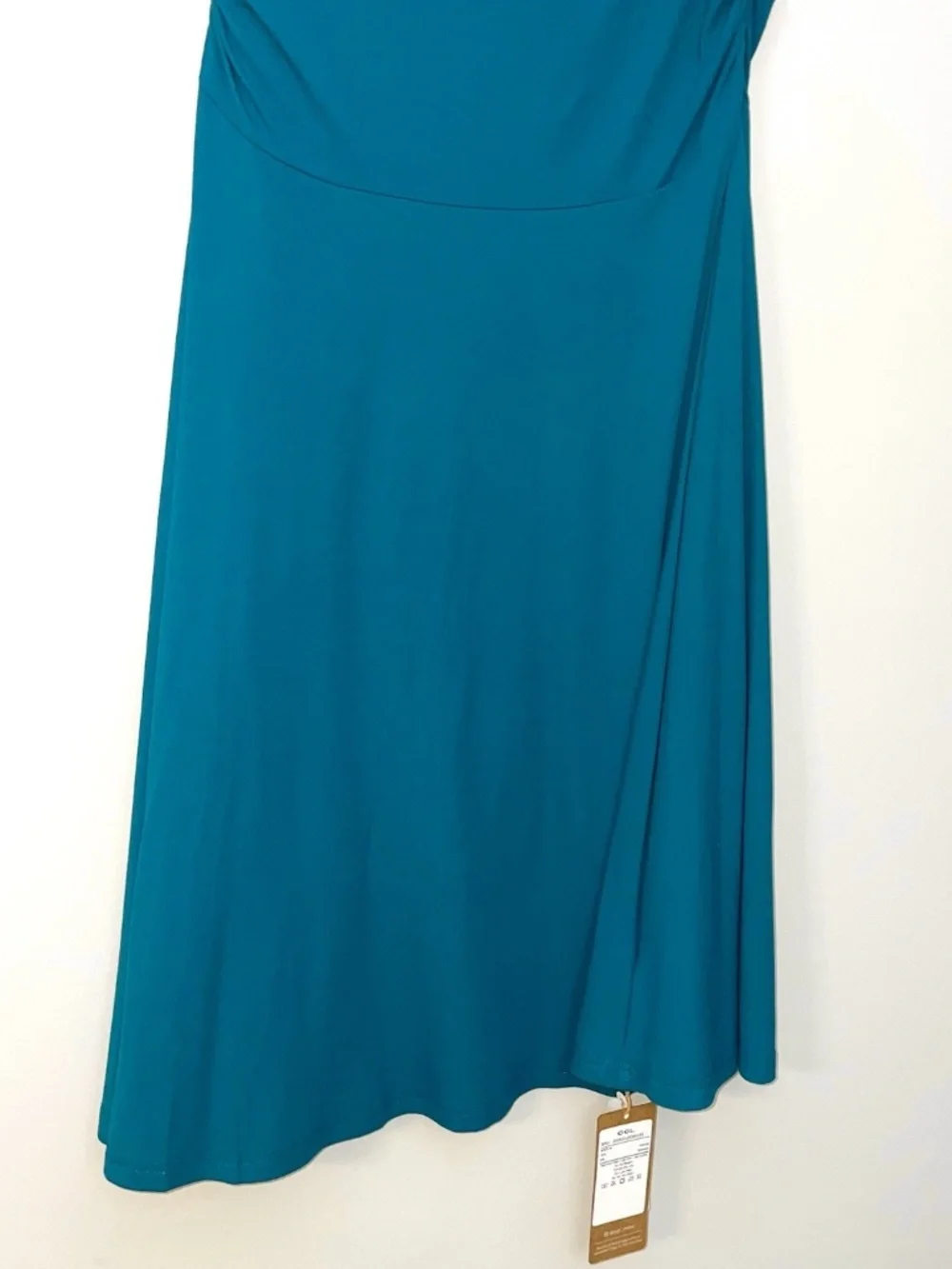 OGL Skirt M NEW Flowy Side Ruched A-line Midi Skirt Eco SkinKiss Marine Blue - Picture 2 of 10